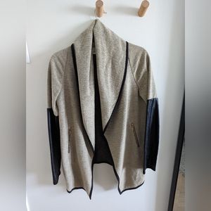 Joseff Ribkoff beige and leather cardigan/blazer